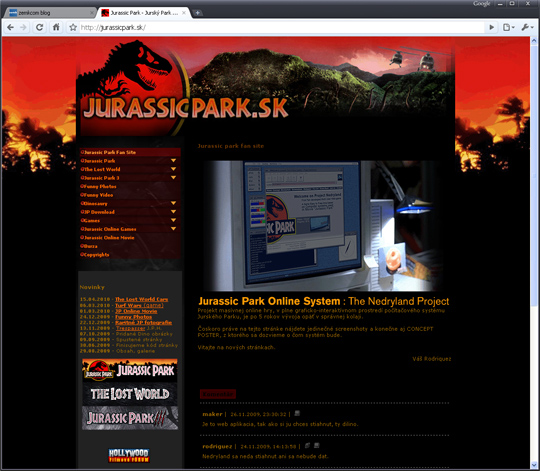 jurassicpark.sk - web site design